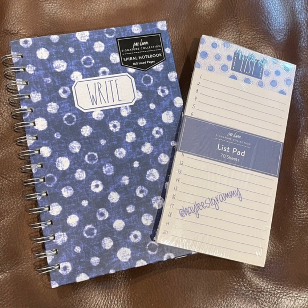 Rae Dunn WRITE Signature Collection Spiral Notebook and LIST Pad BRAND NEW!